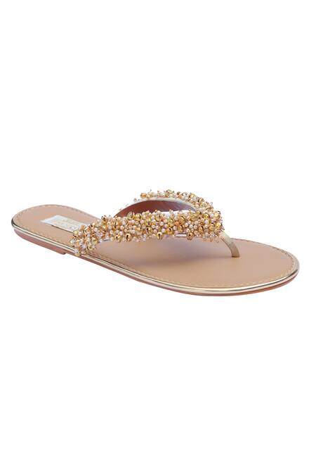 Buy_Turquoise_Gold Embellished Sandals_Online_at_Aza_Fashions