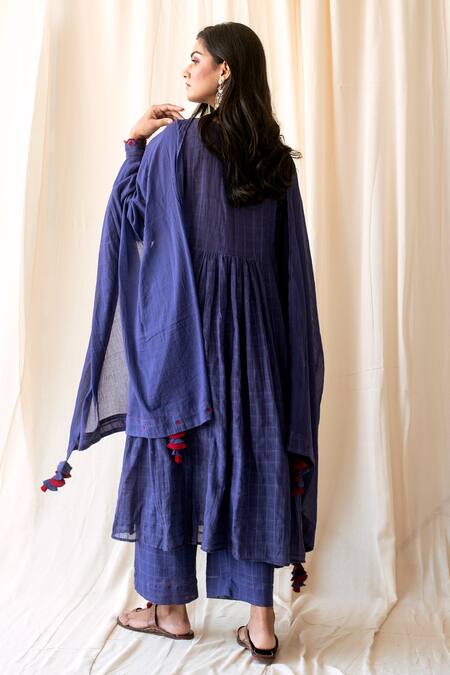Shop_Taro_Purple Handloom Cotton Round Anarkali Set _at_Aza_Fashions