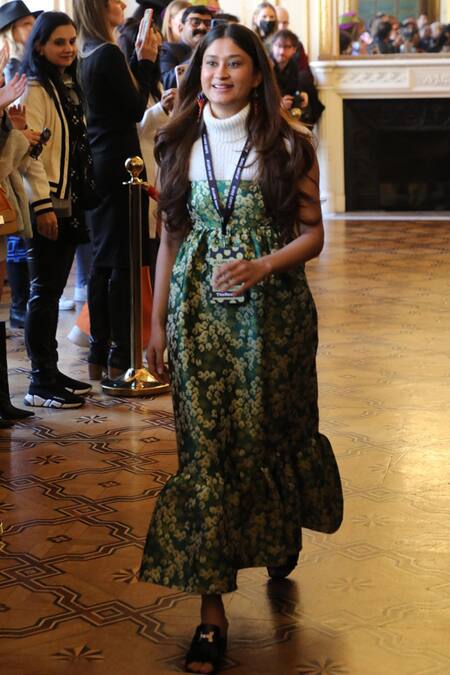 Therealb_Green Polyester Floral Charlotte Woven Dress _Online_at_Aza_Fashions