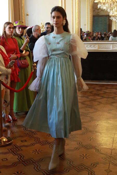 Therealb_Blue Polyester Elaine Heart Embellished Dress_Online_at_Aza_Fashions