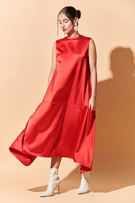 Red Hakoba A-line Dress- Garnet | Kulina® – KULINA