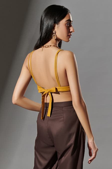 Shop Therealb Brown 80% Polyester Plain High Waist Pant at Aza Fashions Shop_Therealb_Brown 80% Polyester Plain High Waist Pant _at_Aza_Fashions