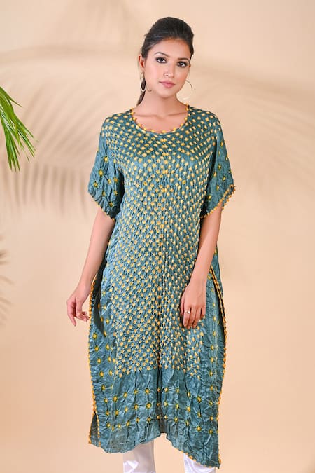 Dyelogue Gajji Silk Bandhani Kurta 