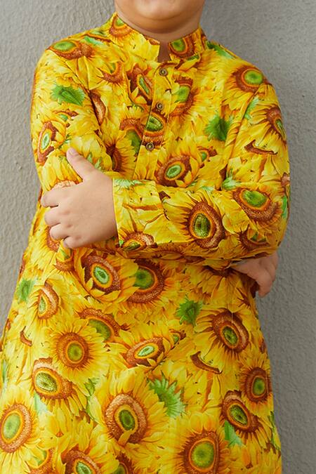 Buy_Torani_Yellow Cotton, Silk, Chanderi Nargis Kanan Kurta And Pant Set _Online_at_Aza_Fashions