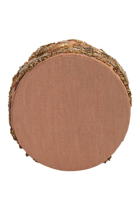 Shop_The Purple Sack_Pink Embroidery Potli Bag With Sling _Online_at_Aza_Fashions