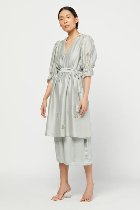 Meadow  Silk Chanderi Tunic & Silk Cotton Satin Pant Set 