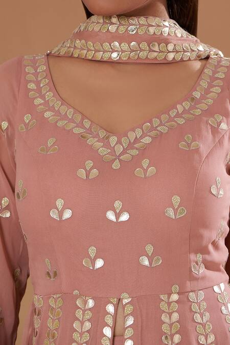 Buy Two Sisters By Gyans Purple Georgette Gota, Neck Embroidered Anarkali Set Online at Aza Fashions Buy_Two Sisters By Gyans_Purple Georgette Gota, Neck Embroidered Anarkali Set_Online_at_Aza_Fashions