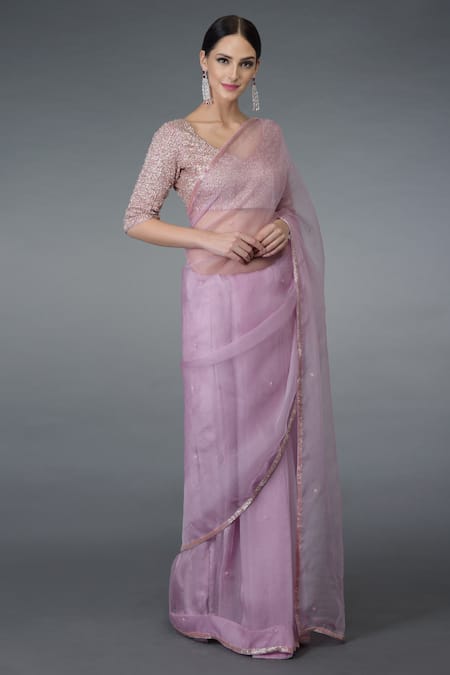 Talking Threads Embellished Saree Set 