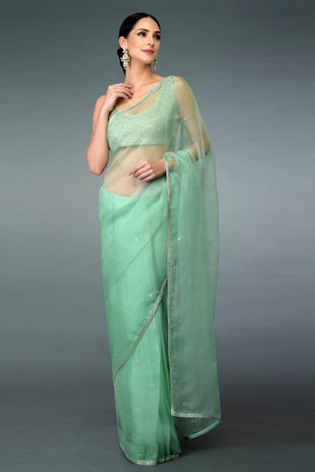 Talking Threads Organza Silk Saree with Blouse 
