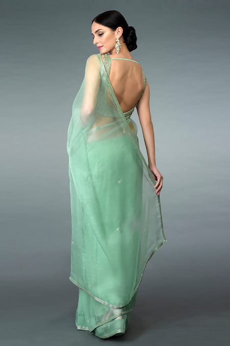 Talking Threads Organza Silk Saree with Blouse 