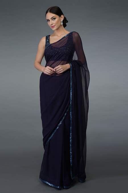 Talking Threads Embroidered Saree with Blouse  