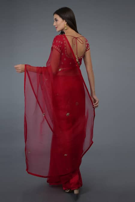 Talking Threads Embroidered Saree With Blouse 