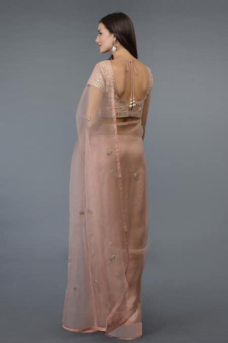 Talking Threads Embroidered Saree with Blouse  