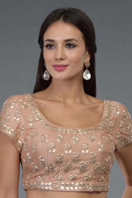 Buy Talking Threads Pink Organza Silk Square Neck Embroidered Saree With Blouse Online at Aza Fashions Buy_Talking Threads_Pink Organza Silk Square Neck Embroidered Saree With Blouse _Online_at_Aza_Fashions