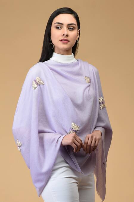 Shop_Talking Threads_Purple Pashmina Embroidered Stole_Online_at_Aza_Fashions
