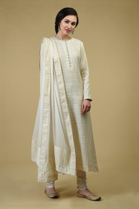 Talking Threads White Chanderi Kurta Set