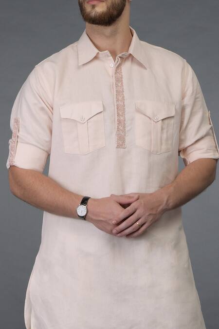 Talking Threads_Purple Waistcoat And Linen Cotton Kurta Set_at_Aza_Fashions