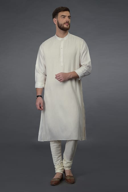 Talking Threads Ivory Premium Rayon Silk Pintuck Kurta