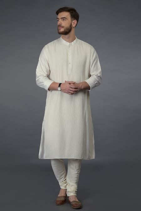 Buy_Talking Threads_Ivory Premium Rayon Silk Pintuck Kurta_Online_at_Aza_Fashions