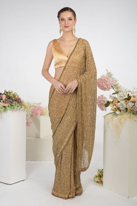 Talking Threads Sequin Embroidered Saree with Blouse 