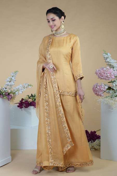 Talking Threads Gold Embroidered Kurta Set