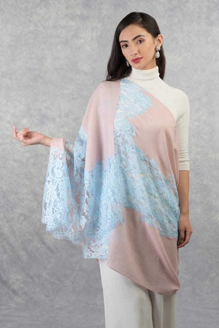 Buy_Talking Threads_Pink Pashmina Embellished Stole _Online_at_Aza_Fashions