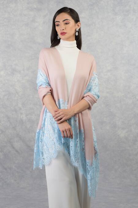Shop_Talking Threads_Pink Pashmina Embellished Stole _Online_at_Aza_Fashions