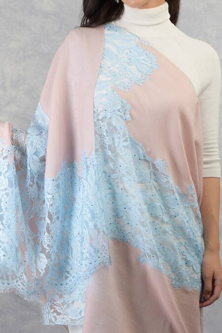 Talking Threads_Pink Pashmina Embellished Stole _at_Aza_Fashions