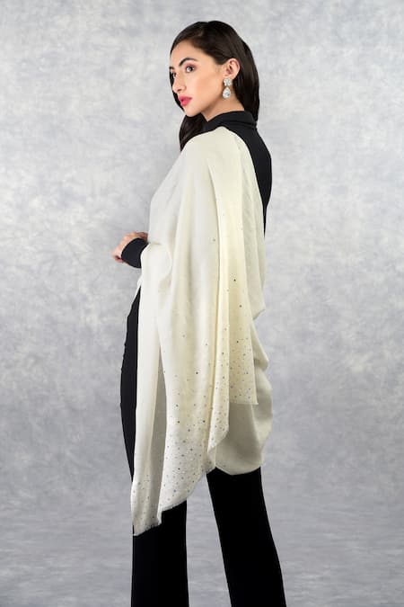 Shop_Talking Threads_White Pashmina Embellished Stole_Online_at_Aza_Fashions