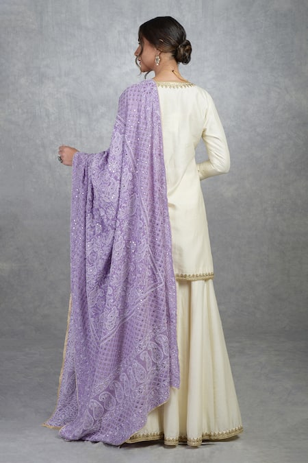 Shop Talking Threads Purple Pure Georgette Chikankari Embroidered Dupatta at Aza Fashions Shop_Talking Threads_Purple Pure Georgette Chikankari Embroidered Dupatta _at_Aza_Fashions