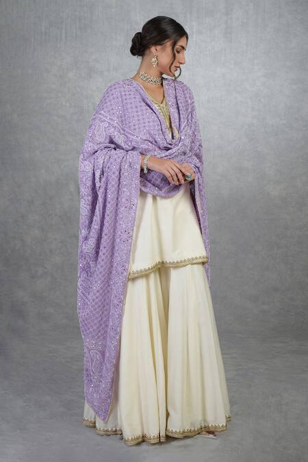 Talking Threads Purple Pure Georgette Chikankari Embroidered Dupatta Online at Aza Fashions Talking Threads_Purple Pure Georgette Chikankari Embroidered Dupatta _Online_at_Aza_Fashions