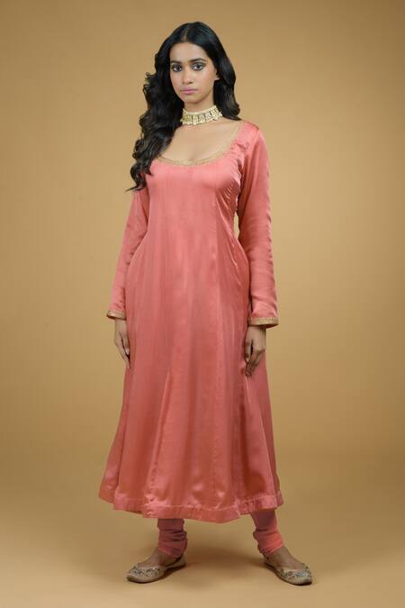 Shop Talking Threads Orange Dupatta-chiffon, Kurtaand Pant- Modal Anarkali Set With Embroidered Dupatta Online at Aza Fashions Shop_Talking Threads_Orange Dupatta-chiffon, Kurtaand Pant- Modal Anarkali Set With Embroidered Dupatta _Online_at_Aza_Fashions