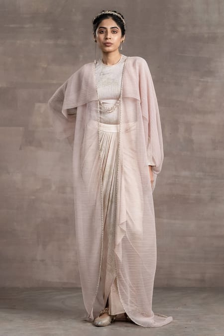 Tarun Tahiliani Cape & Draped Skirt Set 