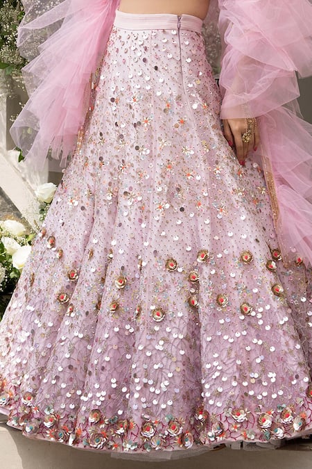 Shop Tamaraa By Tahani Purple Silk And Net Mirror & Cutdana, Sequin, Bead Round Lehenga Set Online at Aza Fashions Shop_Tamaraa By Tahani_Purple Silk And Net Mirror & Cutdana, Sequin, Bead Round Lehenga Set_Online_at_Aza_Fashions