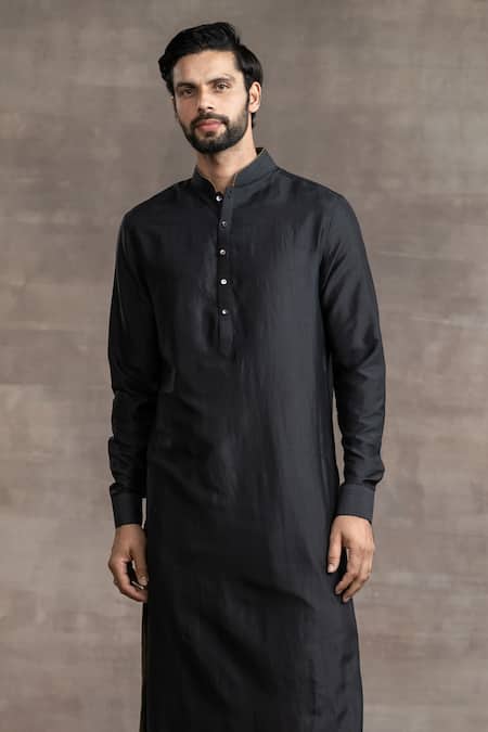 Buy_Tarun Tahiliani_Black Silk Kurta Set_Online_at_Aza_Fashions