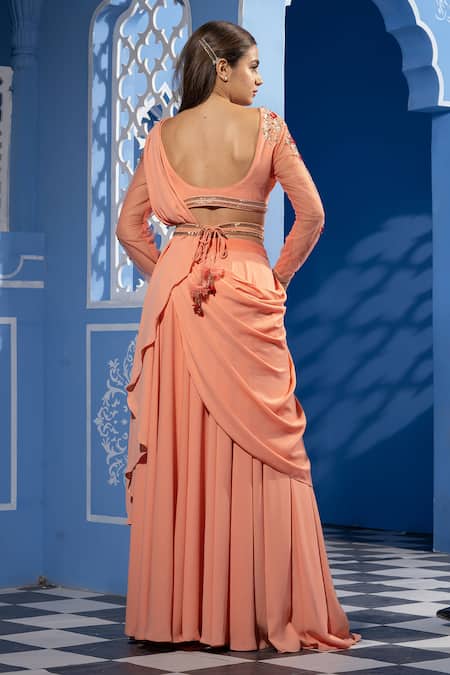 Tamaraa By Tahani Lehenga Saree with Embroidered Blouse 