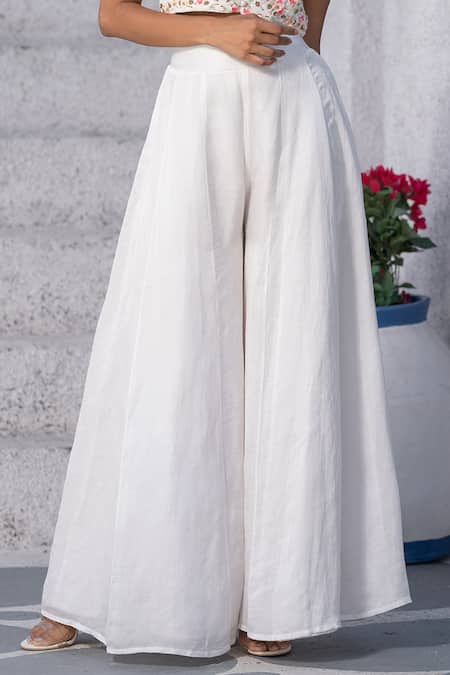 Tamaraa By Tahani White Linen Satin Mandarin Collar Pant Set at Aza Fashions Tamaraa By Tahani_White Linen Satin Mandarin Collar Pant Set _at_Aza_Fashions