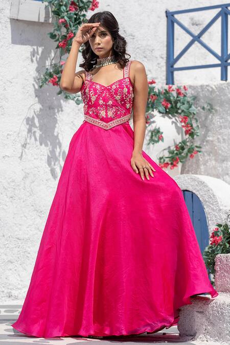 Buy Tamaraa By Tahani Pink Satin Organza, Silk Taffeta V Neck Embroidered Anarkali With Dupatta Online at Aza Fashions Buy_Tamaraa By Tahani_Pink Satin Organza, Silk Taffeta V Neck Embroidered Anarkali With Dupatta _Online_at_Aza_Fashions