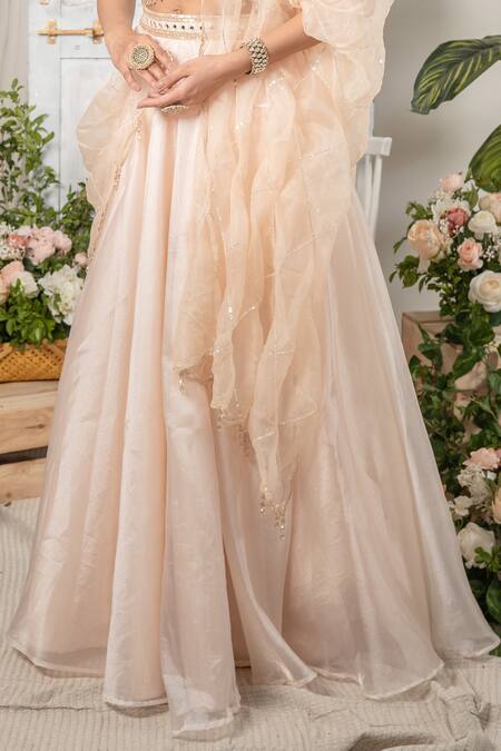 Tamaraa By Tahani Beige Tafetta Silk And Organza Sweetheart Neck Embroidered Lehenga Set at Aza Fashions Tamaraa By Tahani_Beige Tafetta Silk And Organza Sweetheart Neck Embroidered Lehenga Set _at_Aza_Fashions