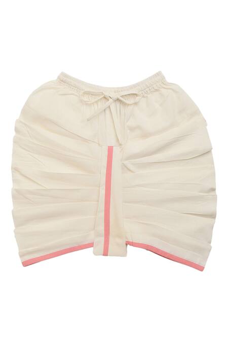 Shop_Tiber Taber_White Cotton, Silk, Chanderi Embroidery Kurta And Dhoti Pant Set_Online_at_Aza_Fashions