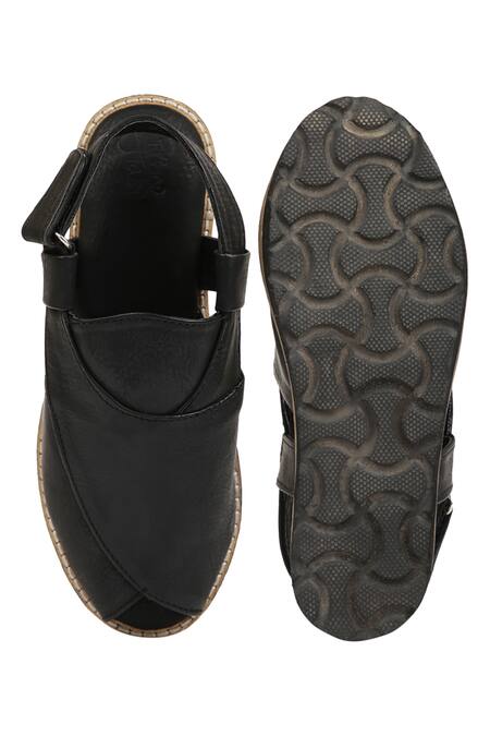 Buy_Tiber Taber_Black Peep Toe Peshwaris _Online_at_Aza_Fashions