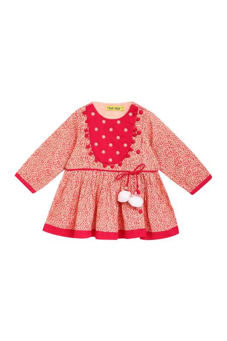 Buy_Tiber Taber_Pink Cotton Embroidered Angrakha And Dhoti Pant Set _Online_at_Aza_Fashions