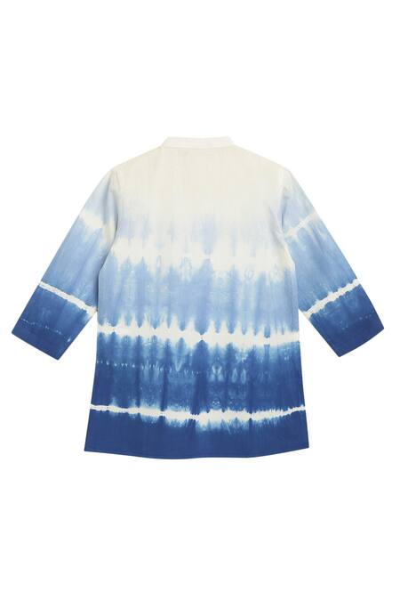 Buy_Tiber Taber_Blue Cotton Shibori Dyed Kurta _Online_at_Aza_Fashions