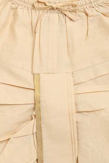 Tiber Taber_Yellow , Satin Embroidery Kurta Set _at_Aza_Fashions