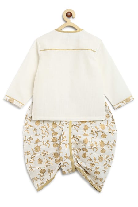 Buy_Tiber Taber_White Cotton Embroidery Floral Kurta Set _Online_at_Aza_Fashions