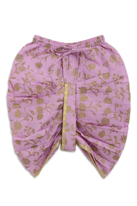 Shop_Tiber Taber_Purple Satin, Embroidery Floral Kurta Set _Online_at_Aza_Fashions