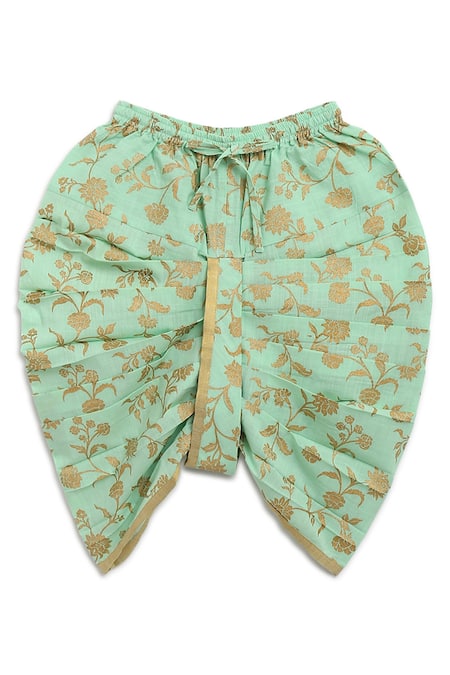 Shop_Tiber Taber_Green Satin, Embroidery Floral Kurta Set _Online_at_Aza_Fashions