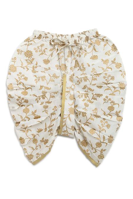 Shop_Tiber Taber_White Satin, Embroidery Floral Kurta Set _Online_at_Aza_Fashions