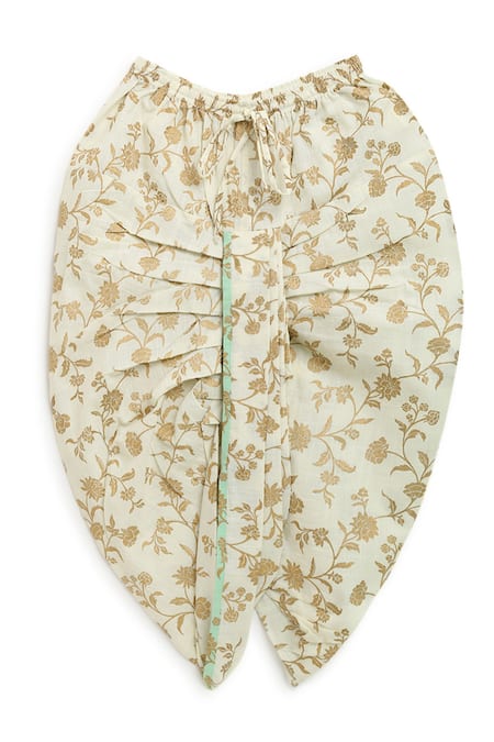 Shop_Tiber Taber_Green Satin, Floral Print Kurta Set _Online_at_Aza_Fashions