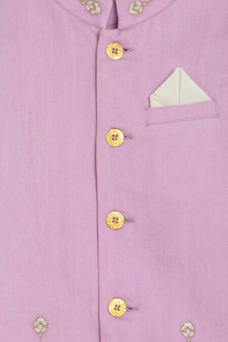 Tiber Taber Purple Satin, Embroidery Floral Bundi And Kurta Set at Aza Fashions Tiber Taber_Purple Satin, Embroidery Floral Bundi And Kurta Set _at_Aza_Fashions